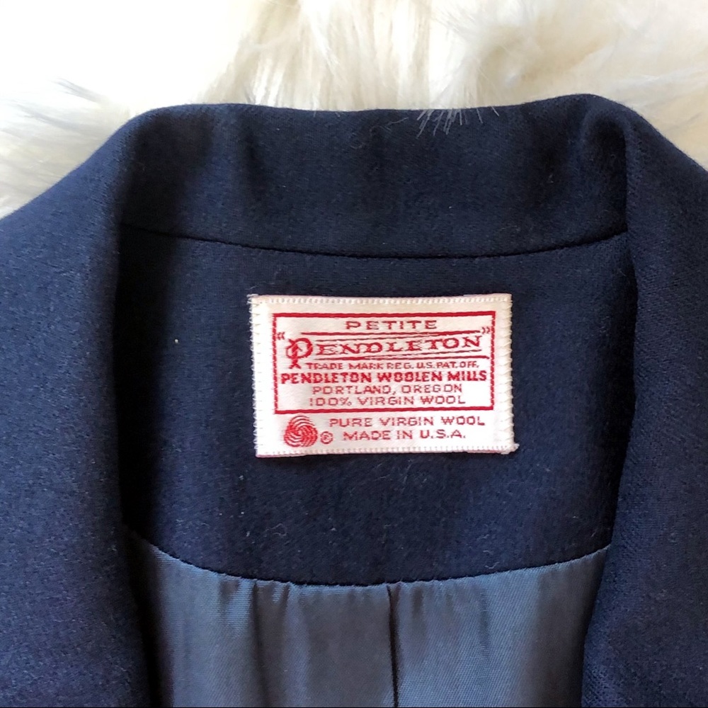 Pendleton Vintage Petite Dark Navy Wool Button Blazer Preppy Nautical Jacket 6P - Picture 5 of 9
